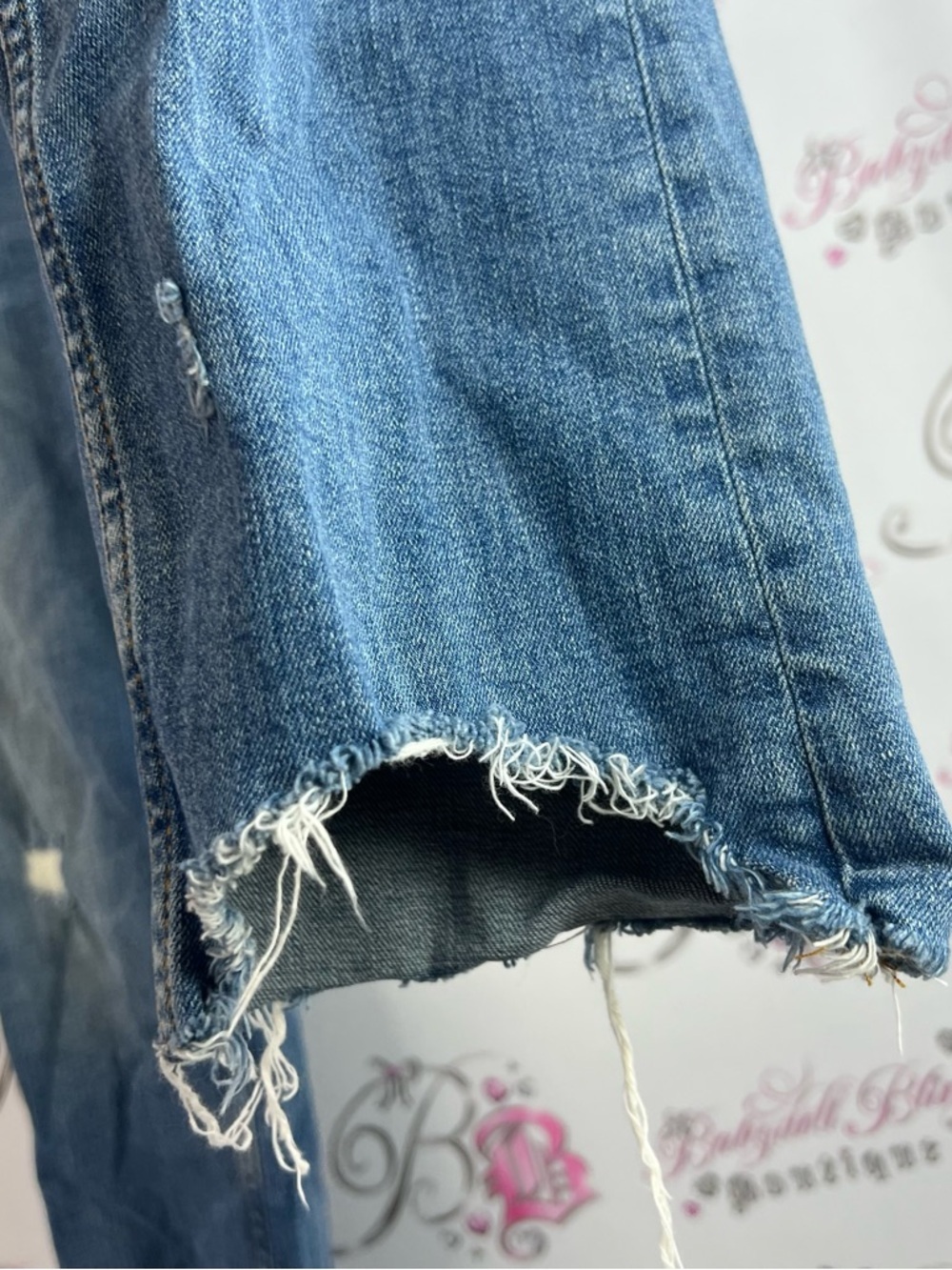 Zara jeans pants light blue wash Distressed Medium Blue Straight Leg Jeans - Picture 4 of 10
